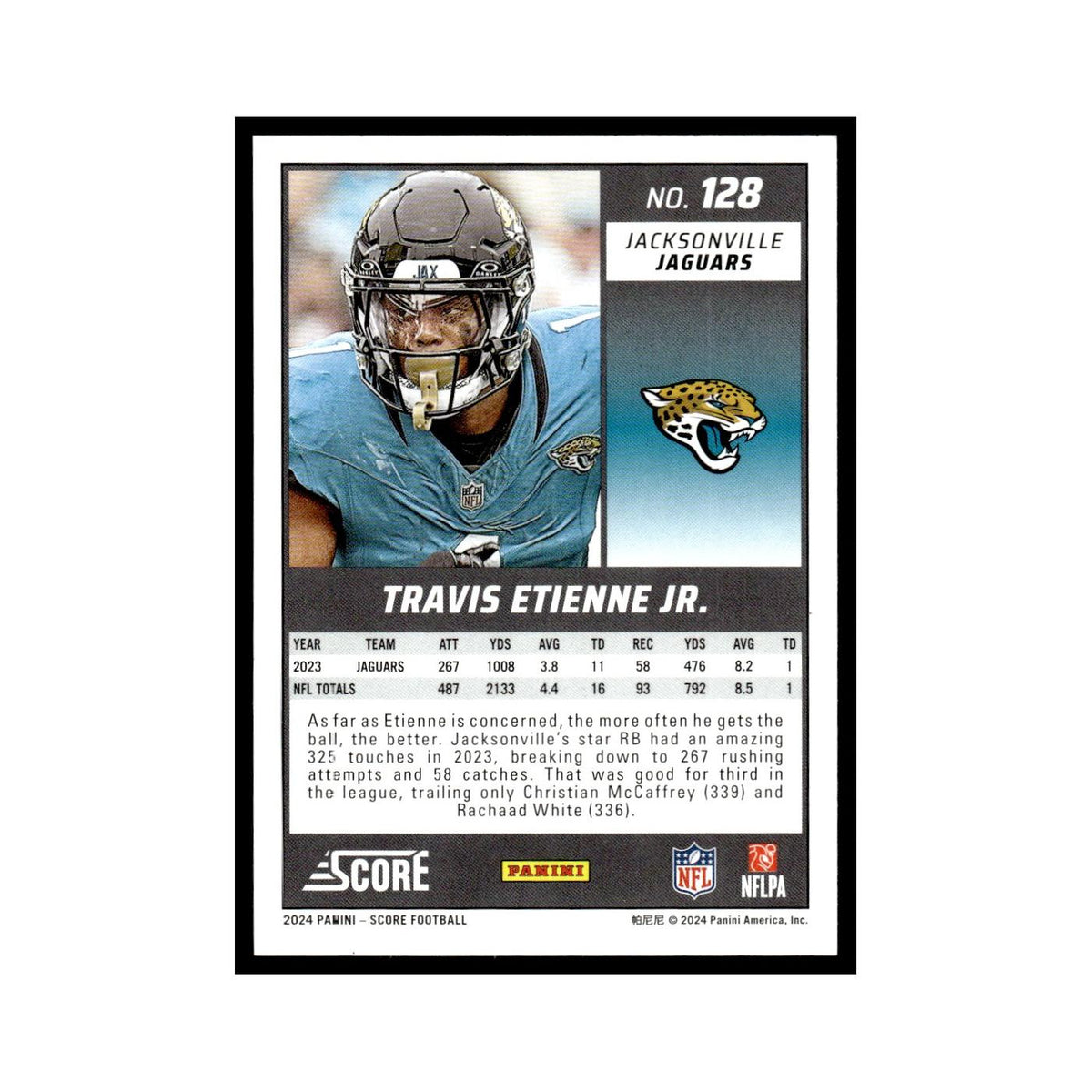 Travis Etienne Jr. 2024 Score #128 Jacksonville Jaguars Football Card NM