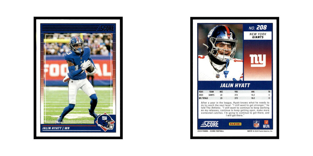Jalin Hyatt 2024 Score #208 New York Giants Football Card NM