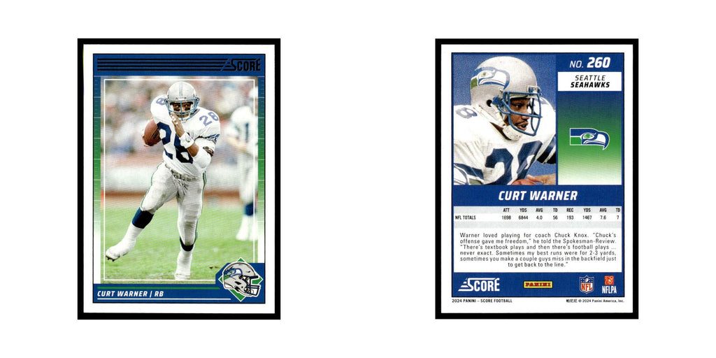 Curt Warner 2024 Score #260 Seattle Seahawks Football Card NM