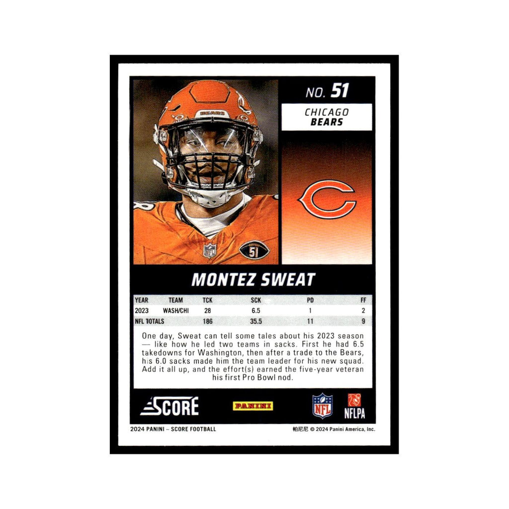 Montez Sweat 2024 Score #51 Chicago Bears Football Card NM