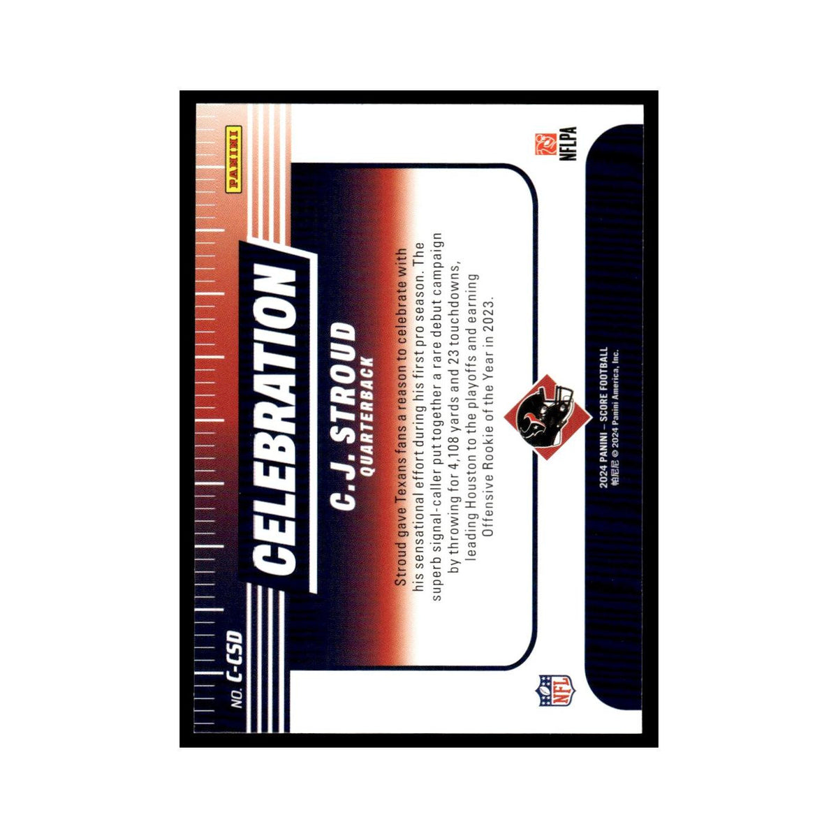 C.J. Stroud 2024 Score #C-CSD Houston Texans Football Card NM
