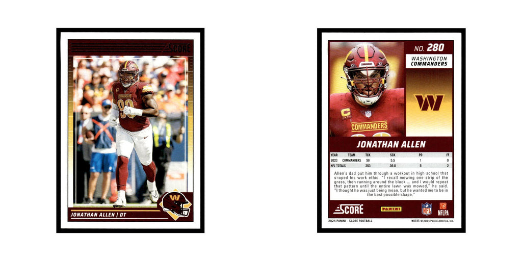 Jonathan Allen 2024 Score #280 Washington Commanders Football Card NM