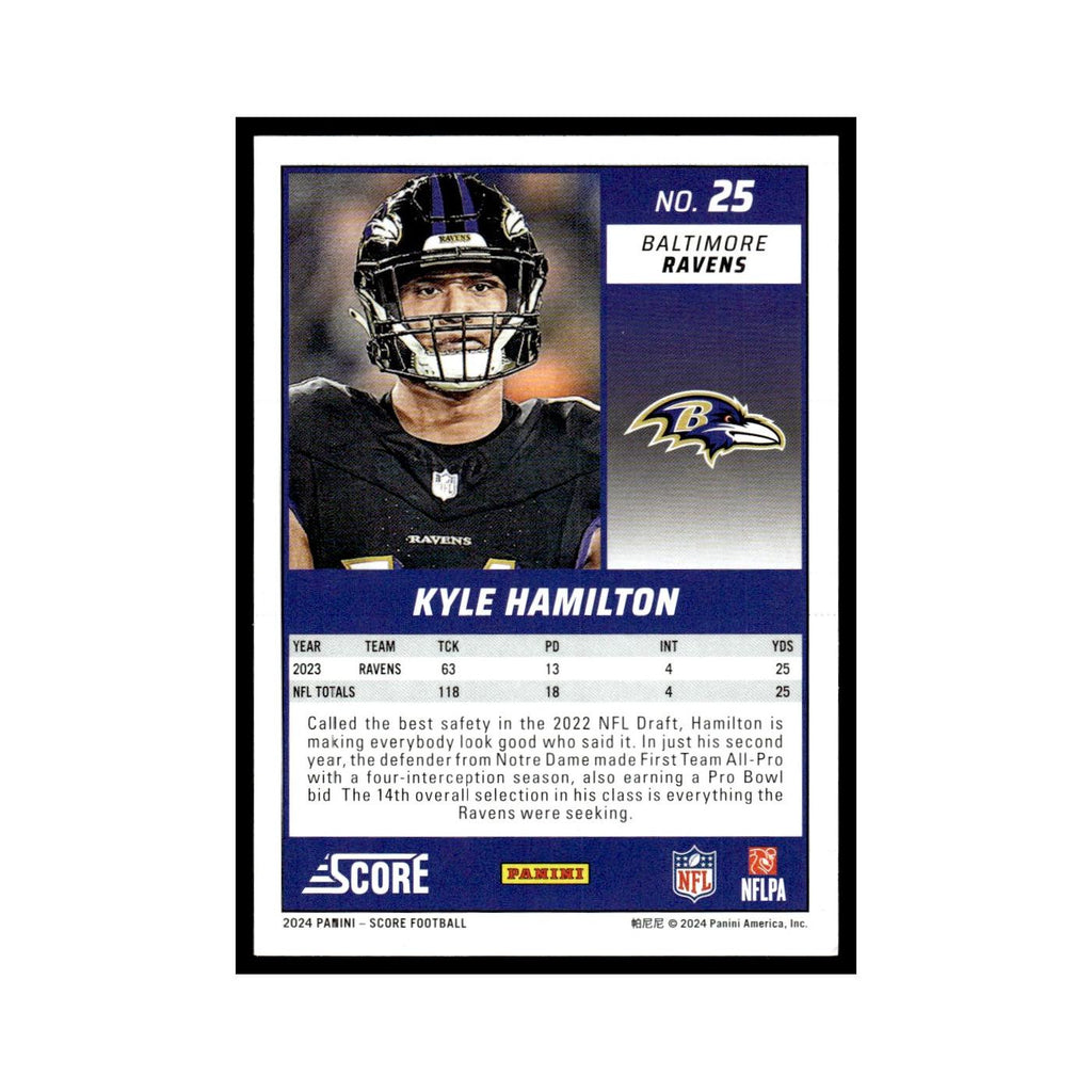 Kyle Hamilton 2024 Score #25 Baltimore Ravens Football Card NM