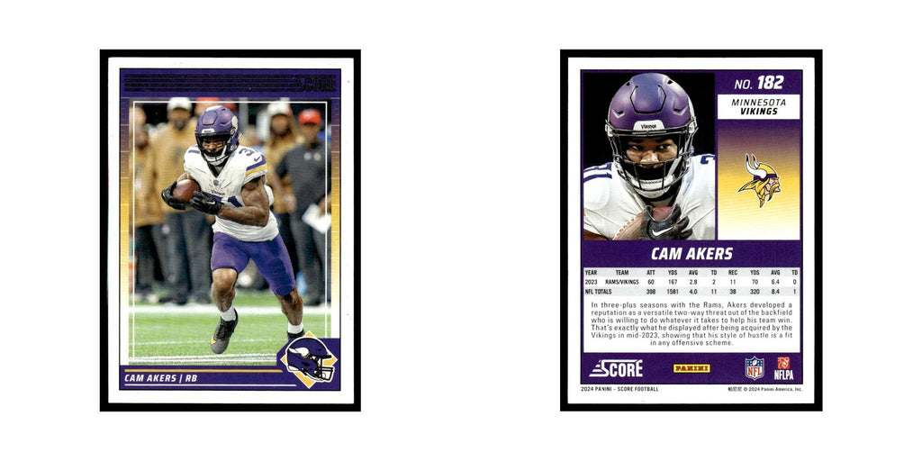 Cam Akers 2024 Score #182 Minnesota Vikings Football Card NM