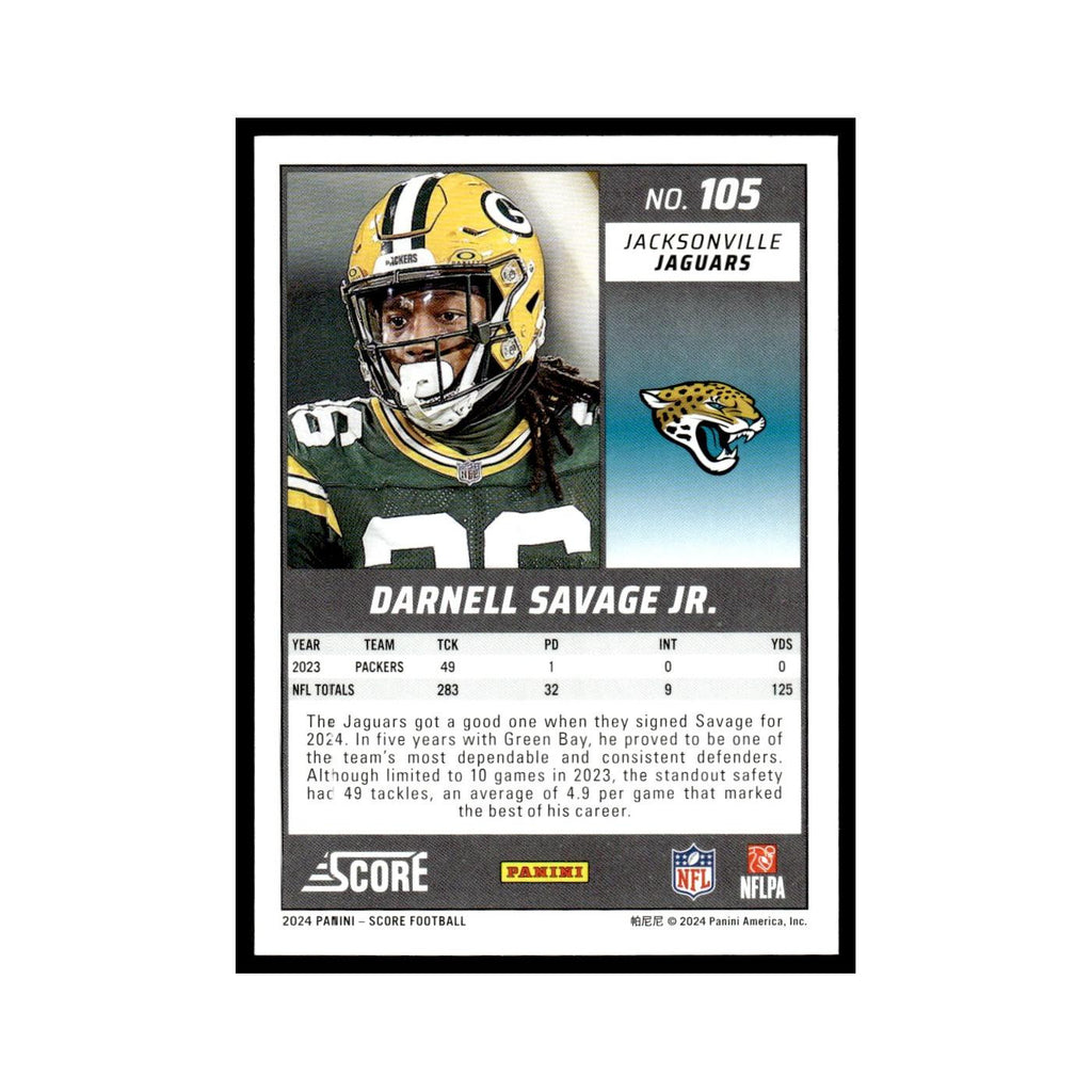 Darnell Savage Jr. 2024 Score #105 Jacksonville Jaguars Football Card NM