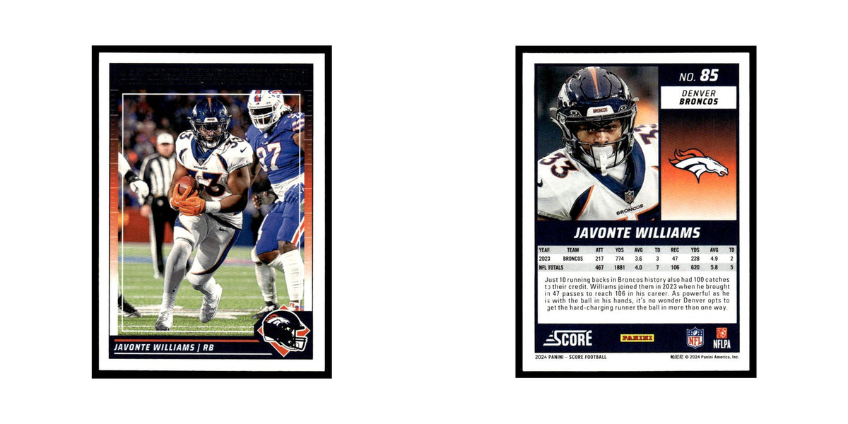 Javonte Williams 2024 Score #85 Denver Broncos Football Card NM