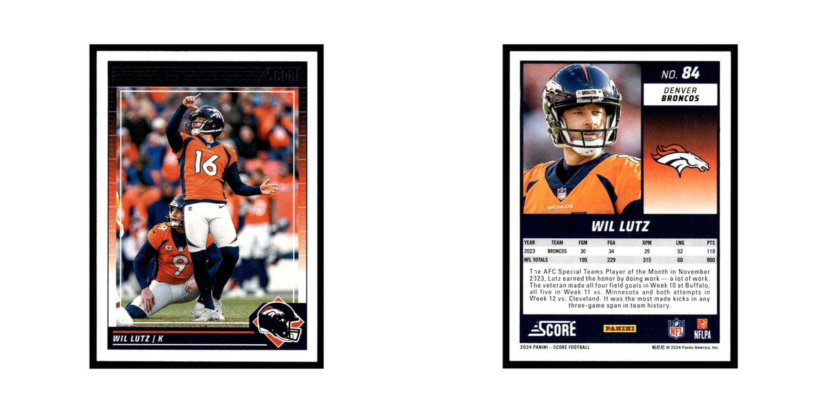 Wil Lutz 2024 Score #84 Denver Broncos Football Card NM