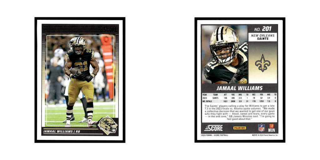 Jamaal Williams 2024 Score #201 New Orleans Saints Football Card NM
