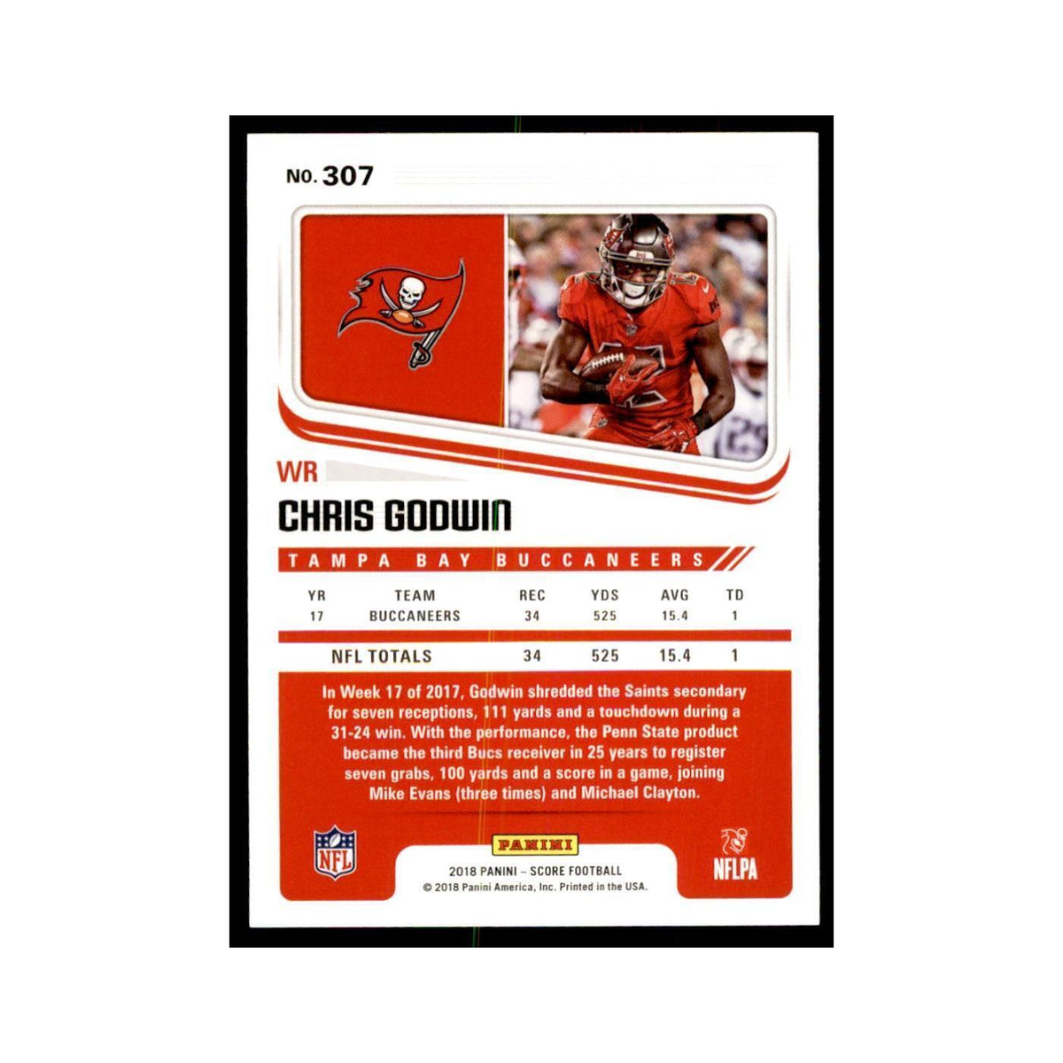 Chris Godwin 2018 Score #307 Football Cards Football Card NM