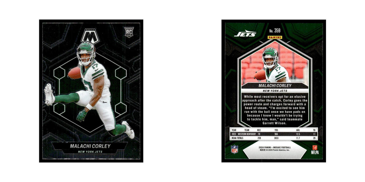 Malachi Corley Rookie 2024 Panini Mosaic #359 New York Jets Football Card NM