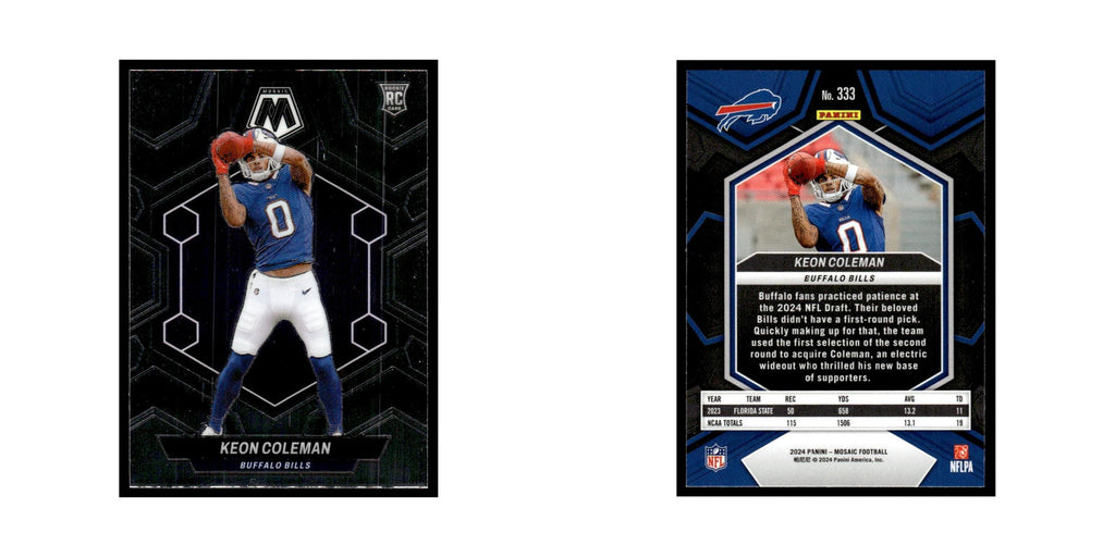 Keon Coleman Rookie 2024 Panini Mosaic #333 Buffalo Bills Football Card NM