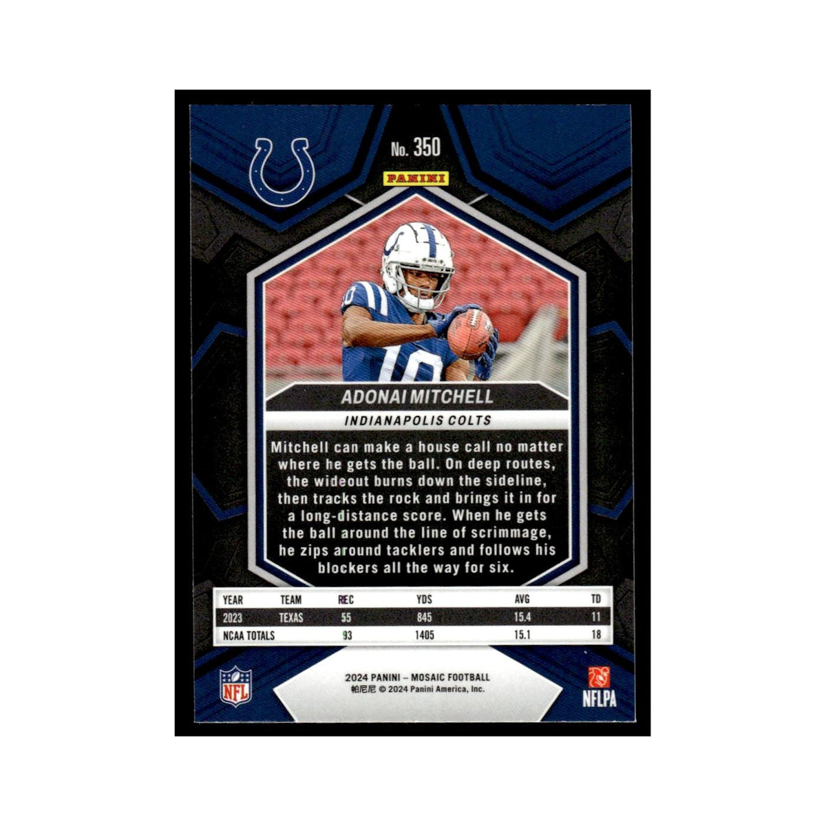 Adonai Mitchell Rookie 2024 Panini Mosaic #350 Indianapolis Colts NM