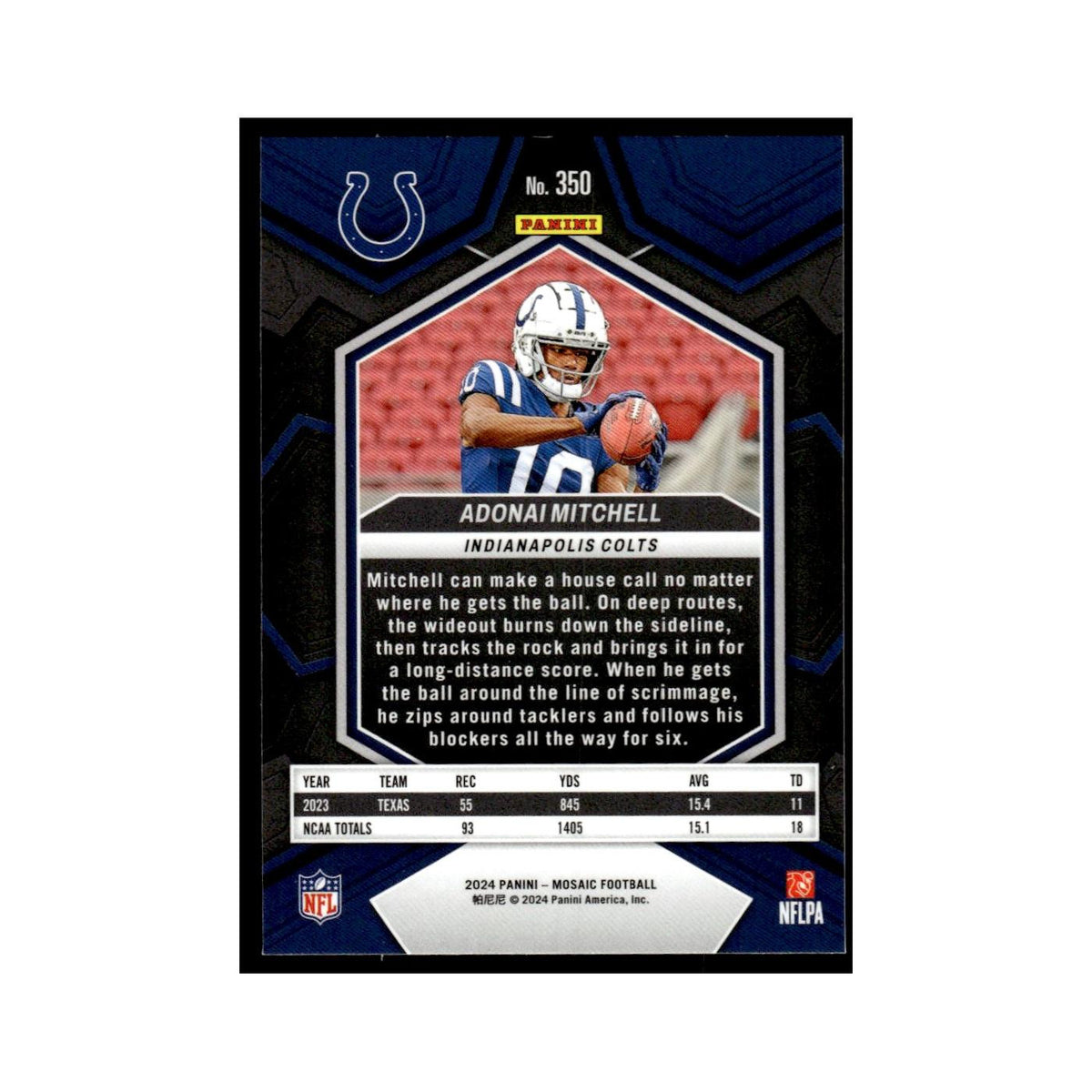 Adonai Mitchell Rookie 2024 Panini Mosaic #350 Indianapolis Colts NM