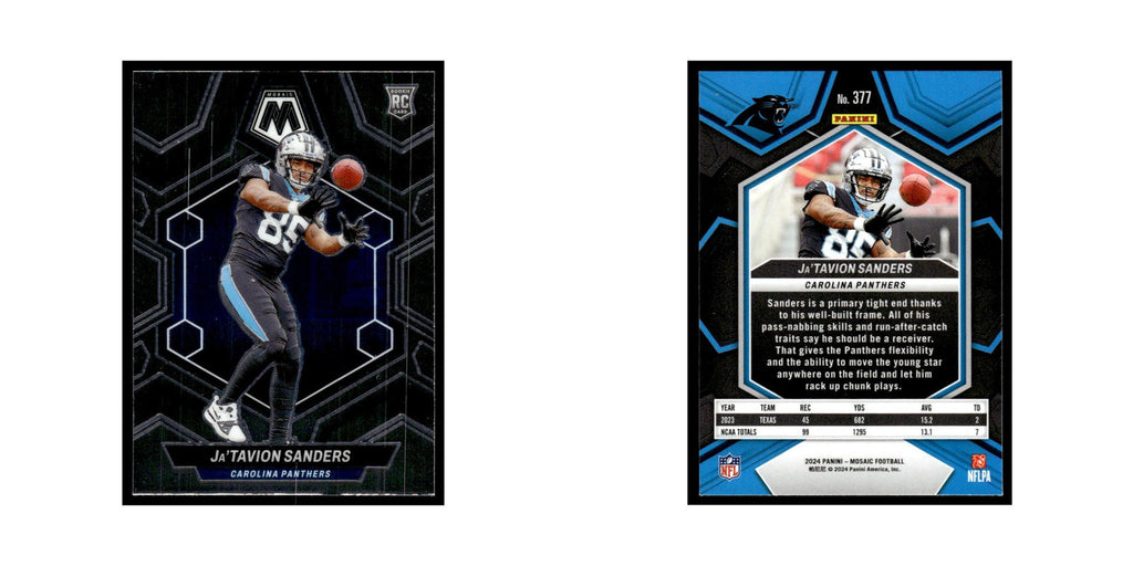 Ja'Tavion Sanders Rookie 2024 Panini Mosaic #377 Carolina Panthers NM