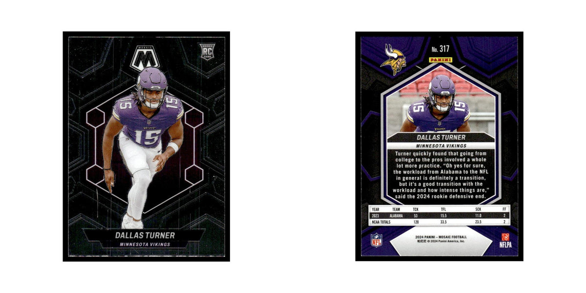 Dallas Turner Rookie 2024 Panini Mosaic #317 Minnesota Vikings Football Card NM