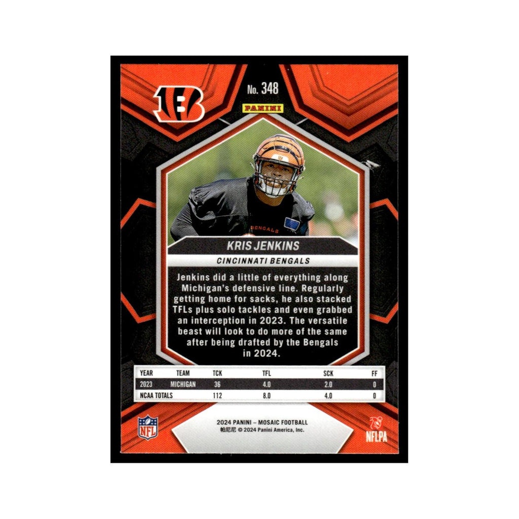 Kris Jenkins Rookie 2024 Panini Mosaic #348 Cincinnati Bengals Football Card NM