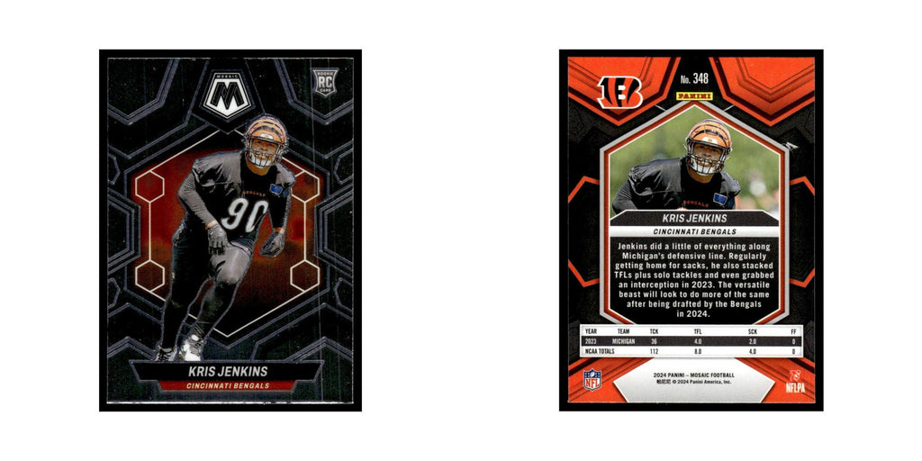 Kris Jenkins Rookie 2024 Panini Mosaic #348 Cincinnati Bengals Football Card NM