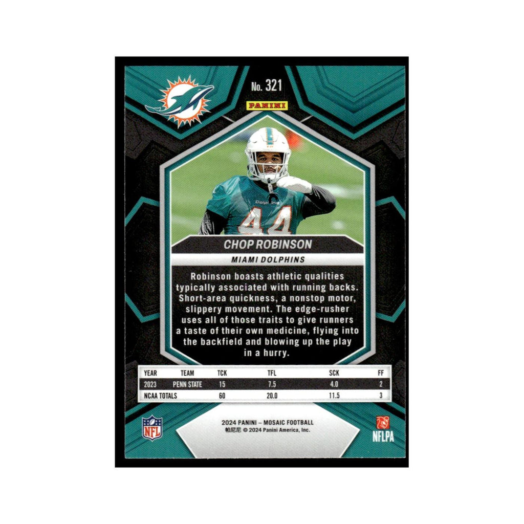 Chop Robinson Rookie 2024 Panini Mosaic #321 Miami Dolphins Football Card NM