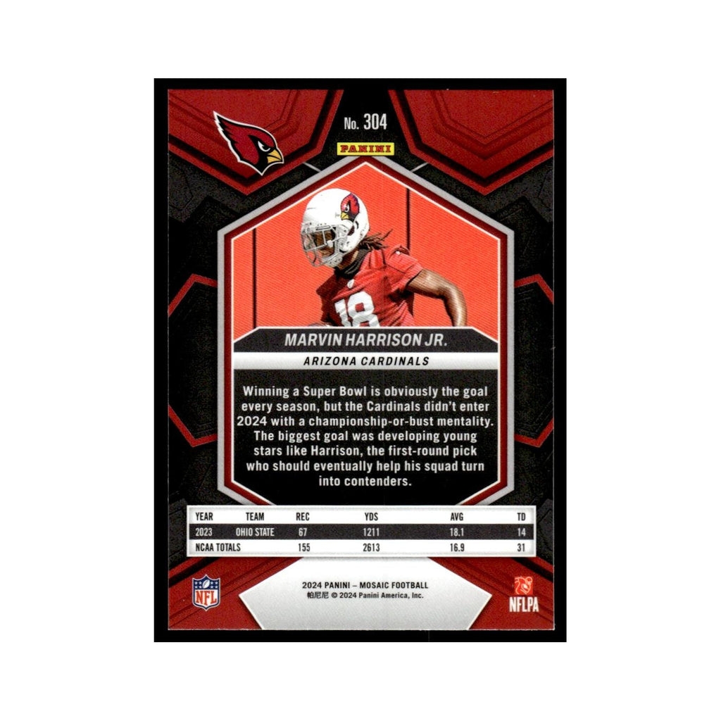 Marvin Harrison Jr. Rookie 2024 Panini Mosaic #304 Arizona Cardinals NM
