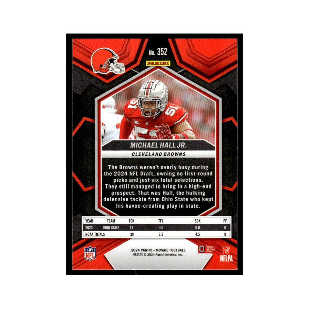 Michael Hall Jr. Rookie 2024 Panini Mosaic #352 Cleveland Browns NM