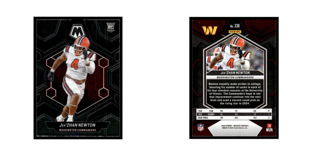 Jer'Zhan Newton Rookie 2024 Panini Mosaic #336 Washington Commanders NM