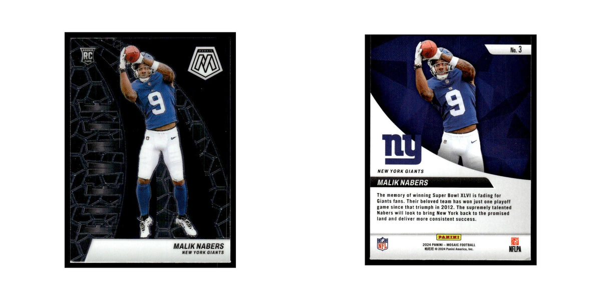 Malik Nabers Rookie 2024 Panini Mosaic #3 New York Giants Football Card NM
