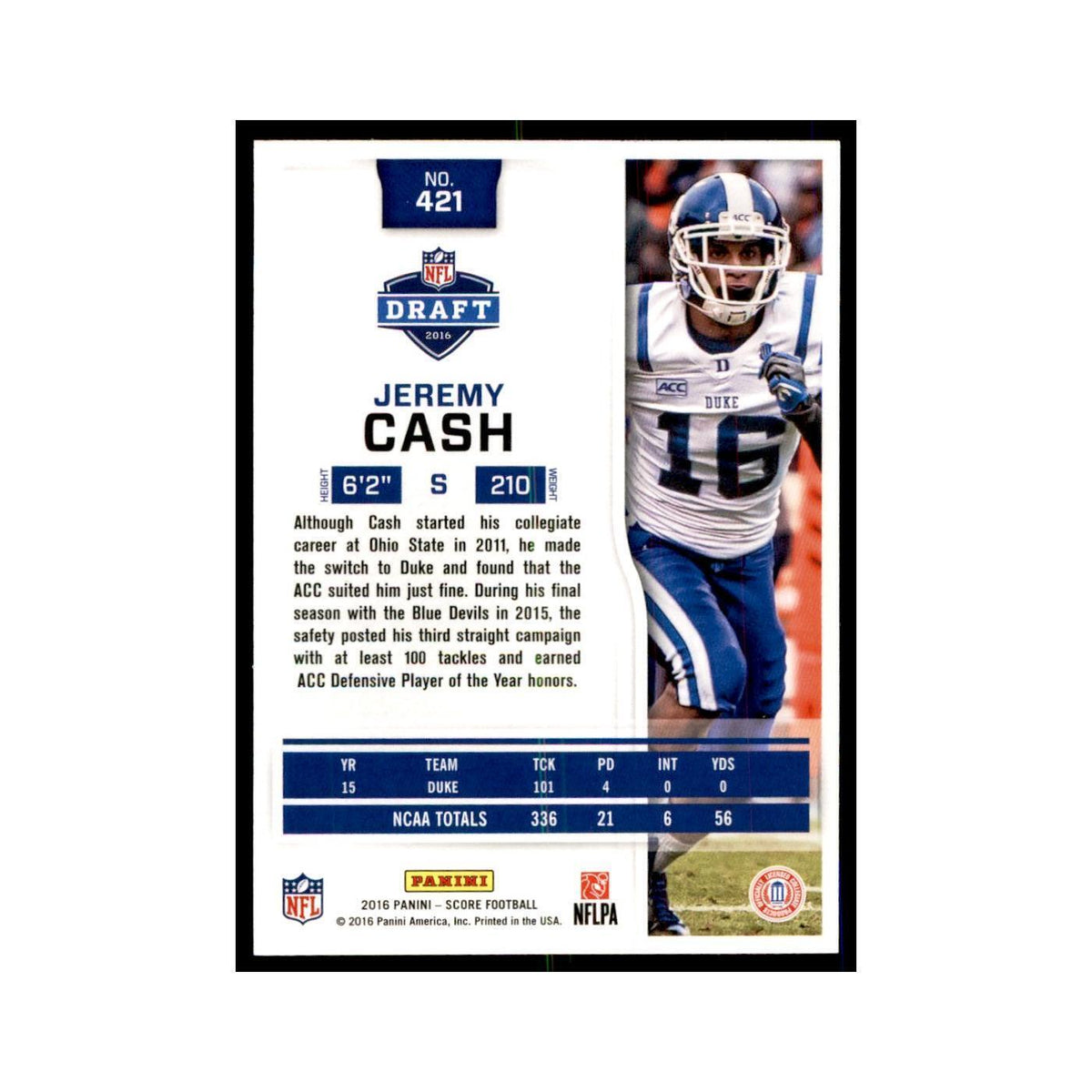 Jeremy Cash Rookie 2016 Score #421 Football Cards Football Card NM