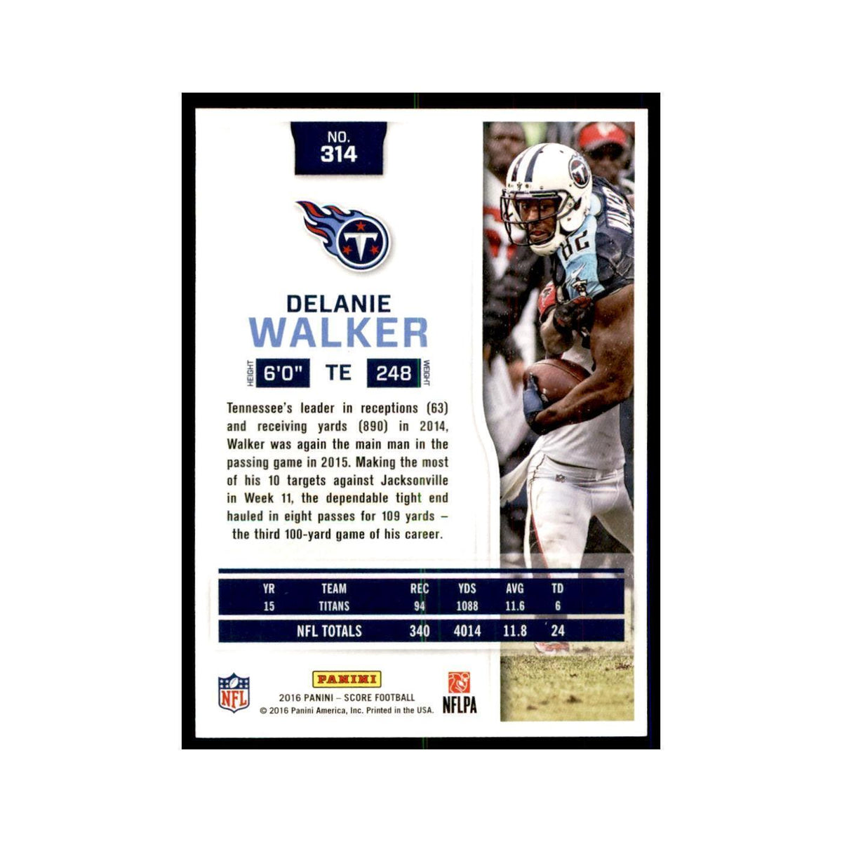 Delanie Walker 2016 Score #314 Football Cards Football Card NM