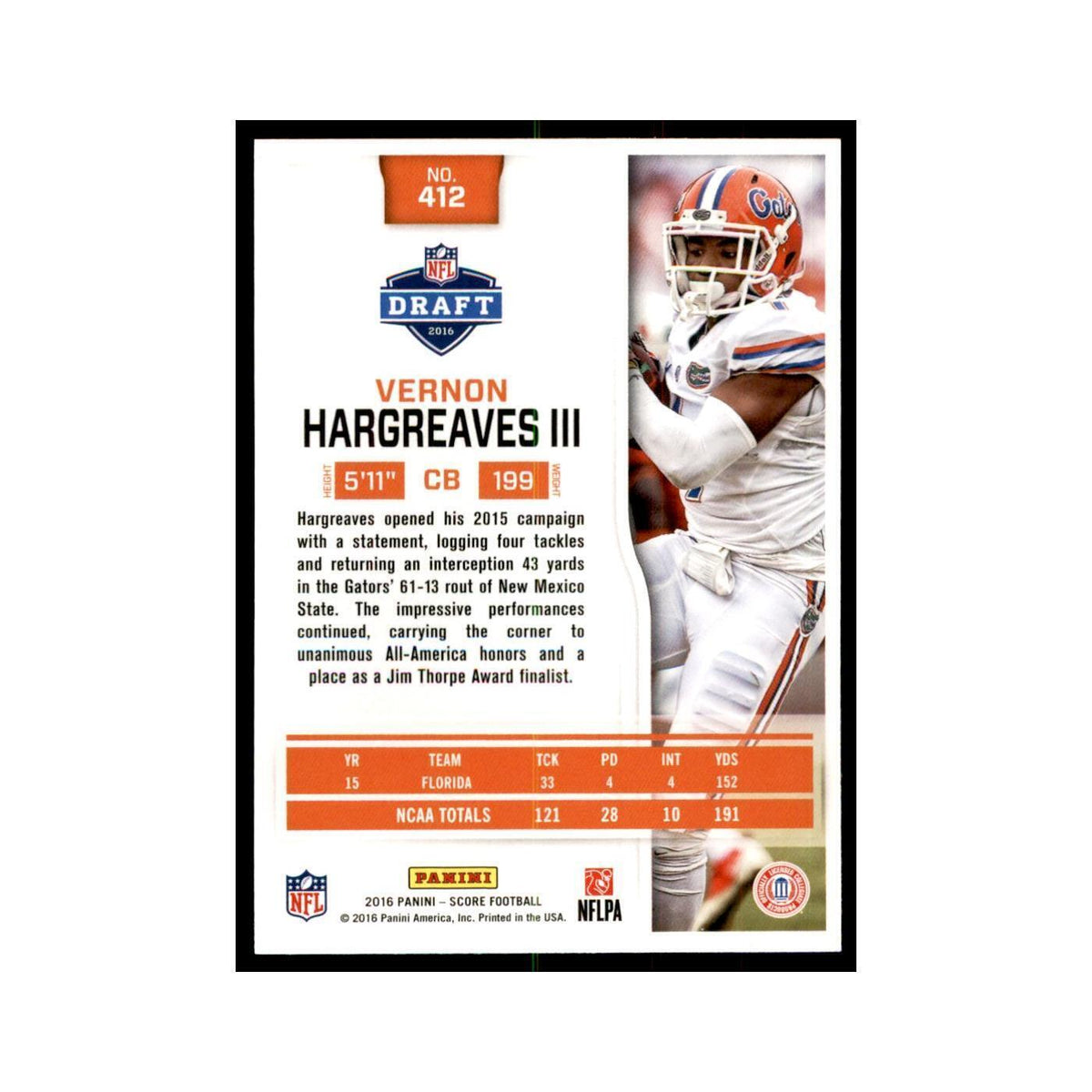 Vernon Hargreaves III Rookie 2016 Score #412 Football Cards Football Card NM