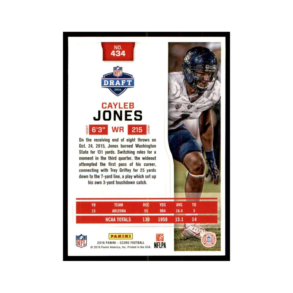 Cayleb Jones Rookie 2016 Score #434 Football Cards Football Card NM