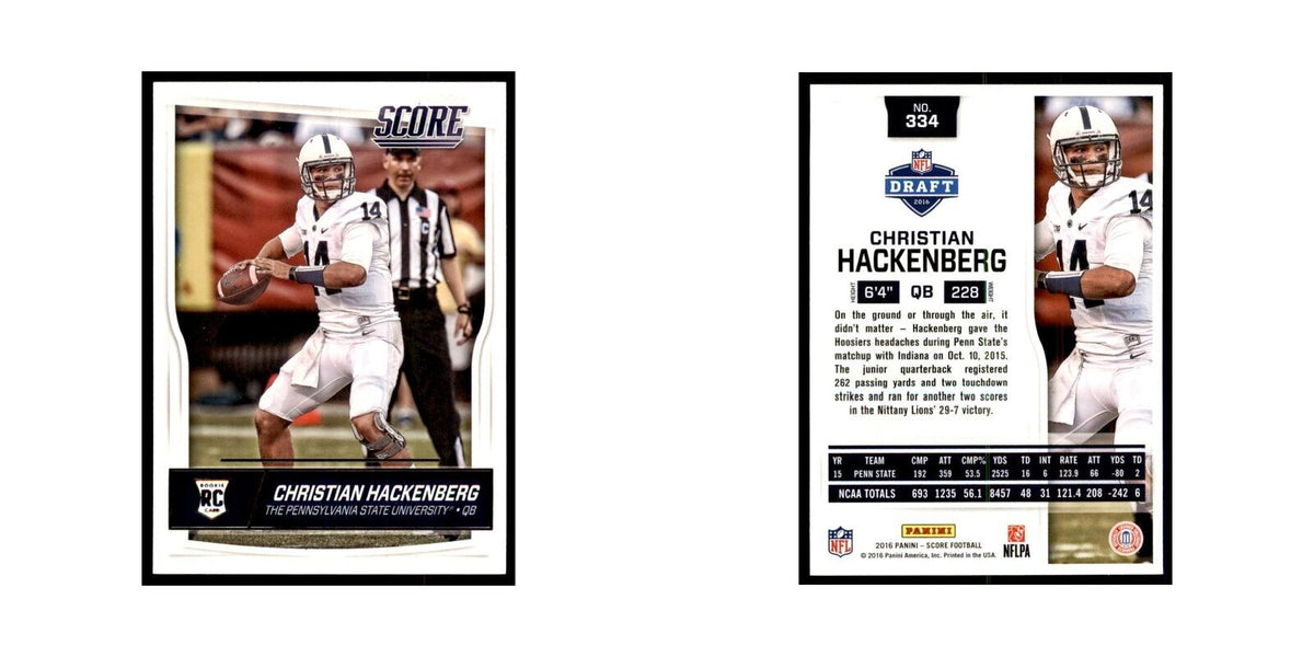 Christian Hackenberg Rookie 2016 Score #334 Football Cards Football Card NM