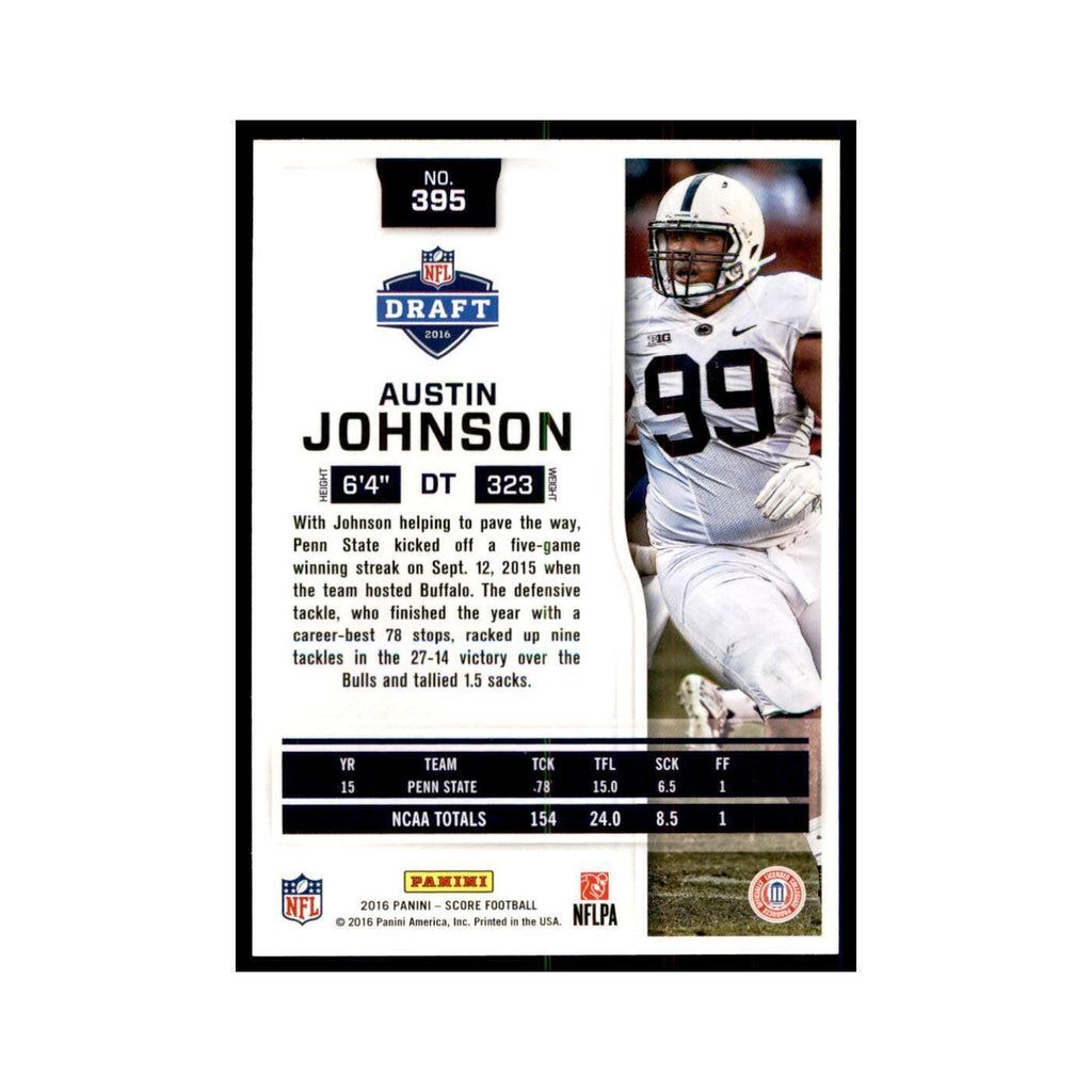 Austin Johnson Rookie 2016 Score #395 Football Cards Football Card NM