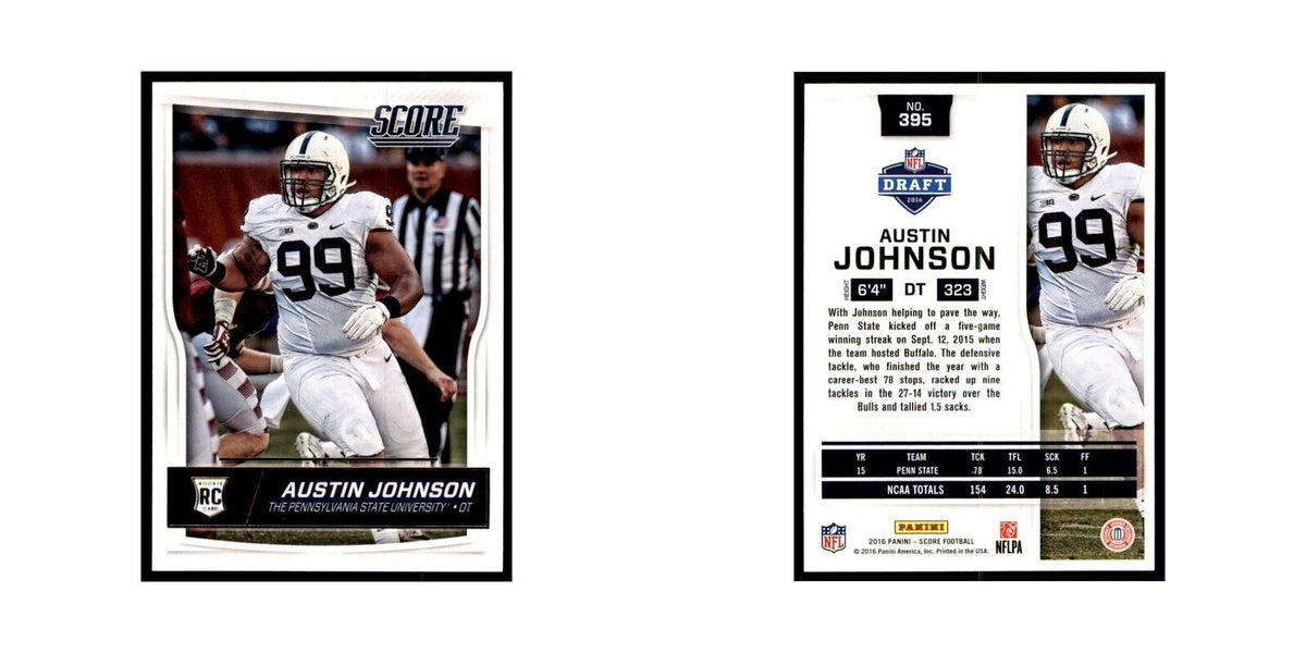 Austin Johnson Rookie 2016 Score #395 Football Cards Football Card NM