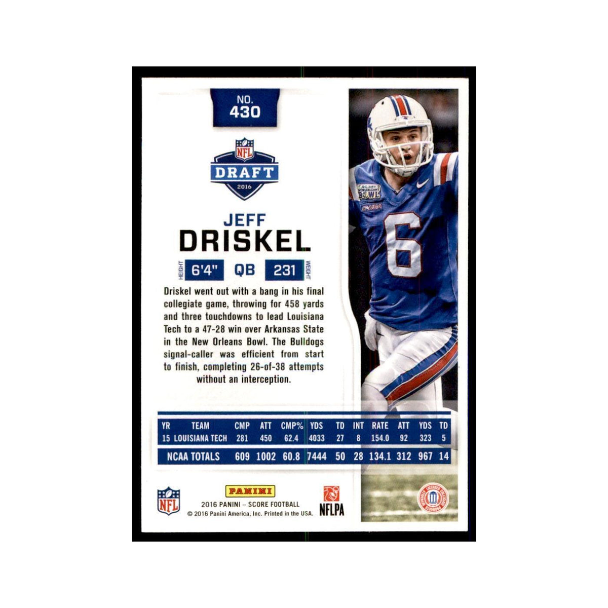 Jeff Driskel Rookie 2016 Score #430 Football Cards Football Card NM