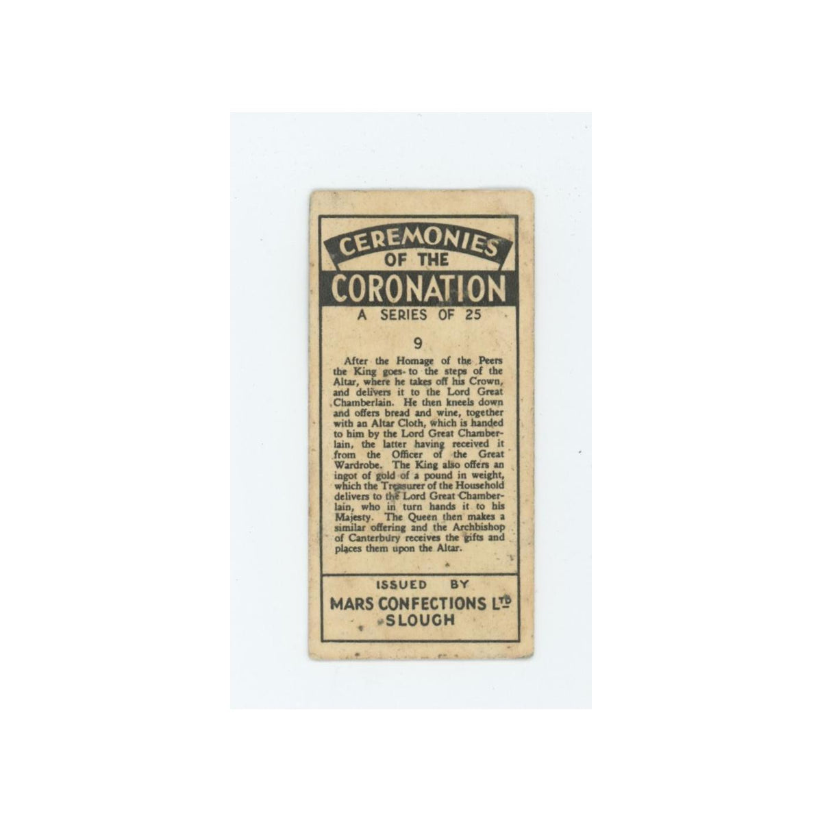 King's Offering 1937 Mars Confections Ceremonies Coronation #9.0 VG