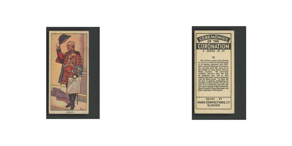 Herald 1937 Mars Confections Ceremonies Coronation #18.0 Baseball Card VG