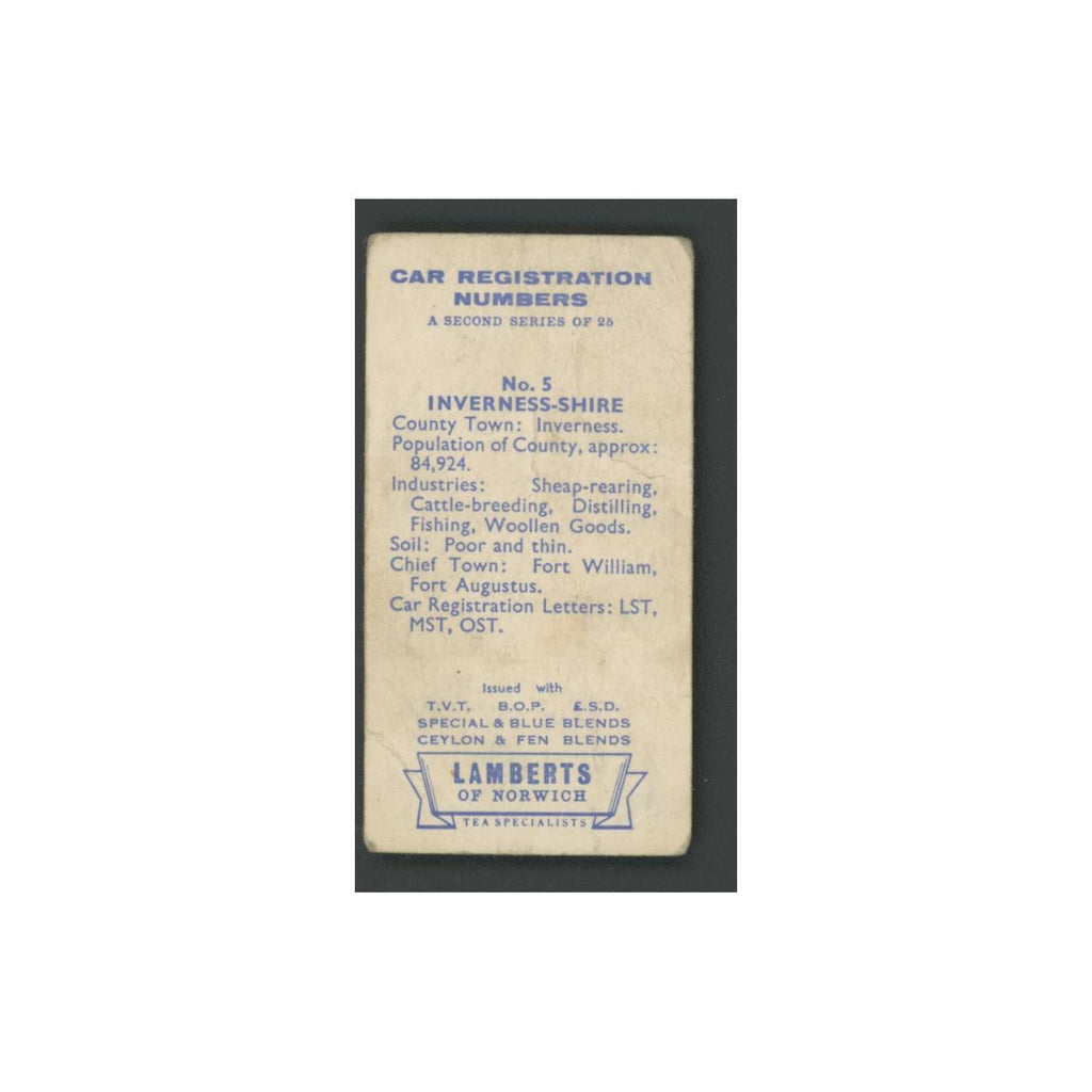 Inverness-Shire 1960 Lambert Tea Car Registration Numbers #5.0 Poor