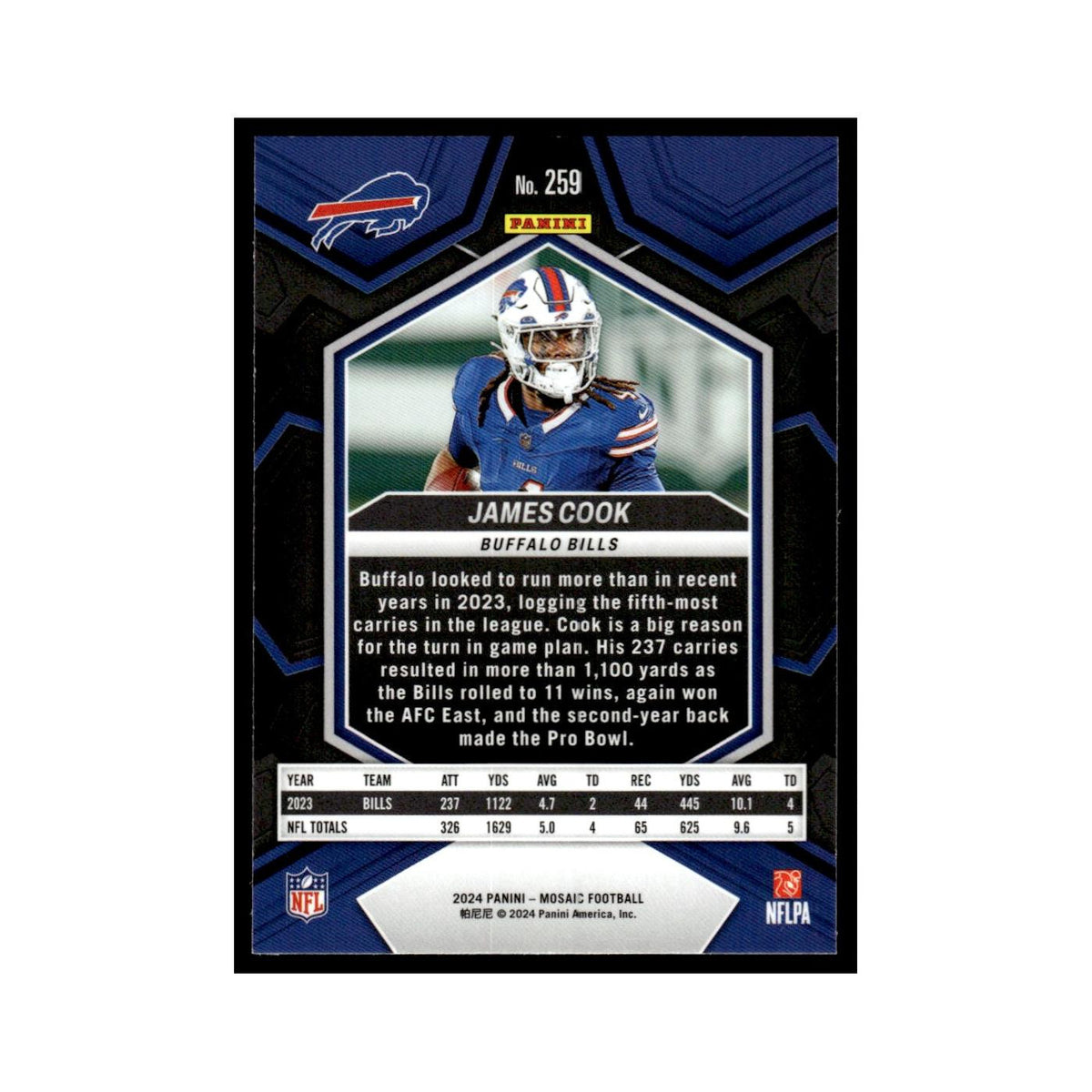 James Cook 2024 Panini Mosaic #259 Buffalo Bills Football Card NM