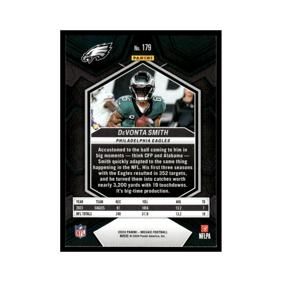 DeVonta Smith 2024 Panini Mosaic #179 Philadelphia Eagles Football Card NM
