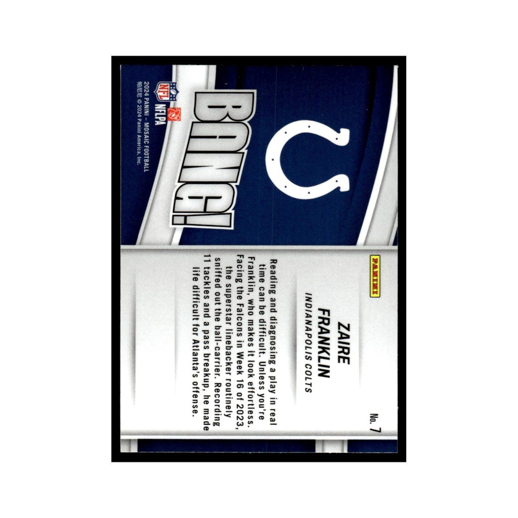 Zaire Franklin 2024 Panini Mosaic #7 Indianapolis Colts Football Card NM