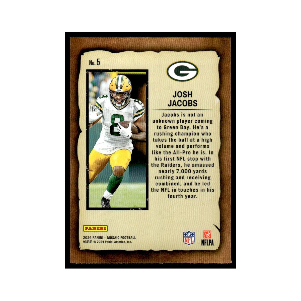 Josh Jacobs 2024 Panini Mosaic #5 Green Bay Packers Football Card NM