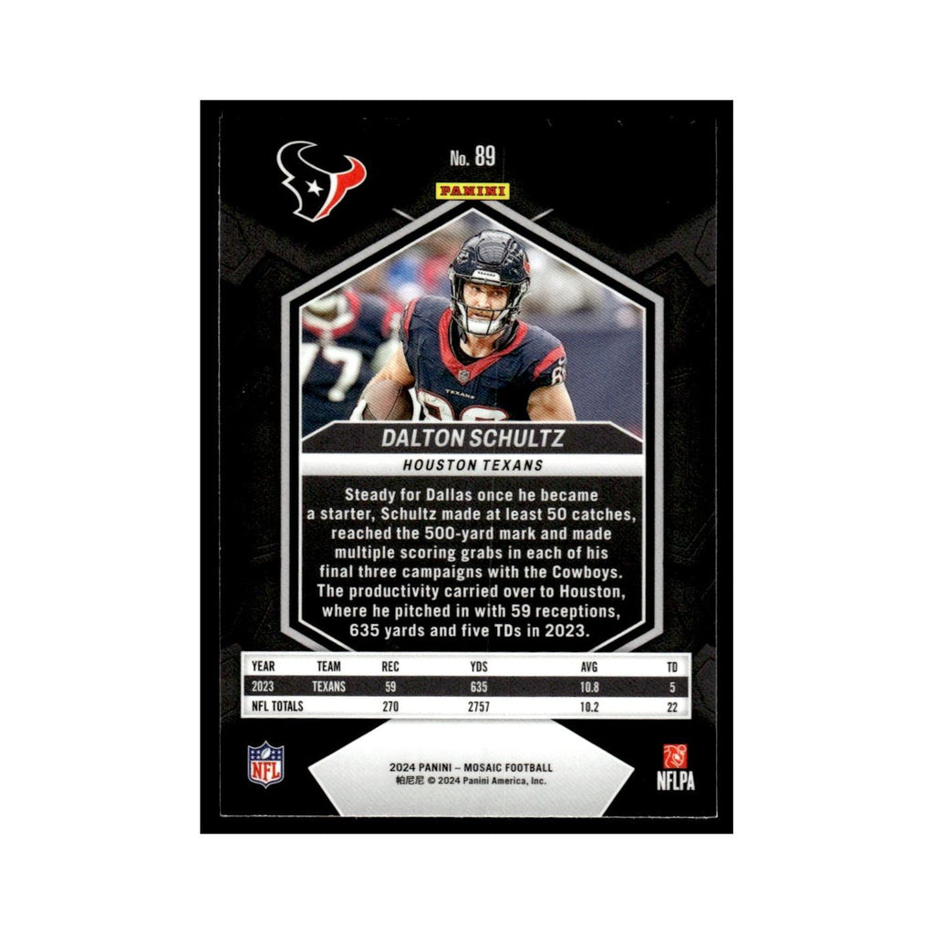 Dalton Schultz 2024 Panini Mosaic #89 Houston Texans Football Card NM