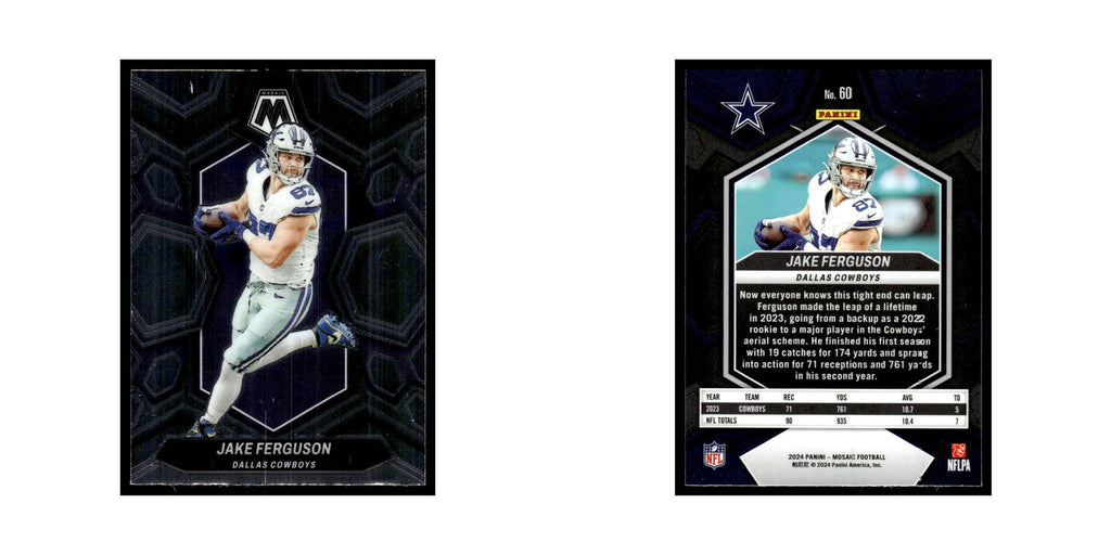 Jake Ferguson 2024 Panini Mosaic #60 Dallas Cowboys Football Card NM