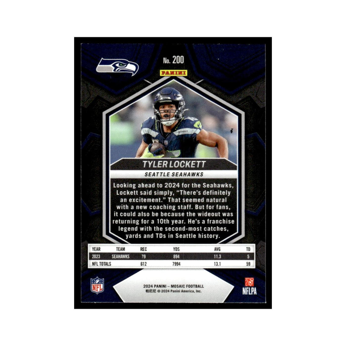 Tyler Lockett 2024 Panini Mosaic #200 Seattle Seahawks Football Card NM
