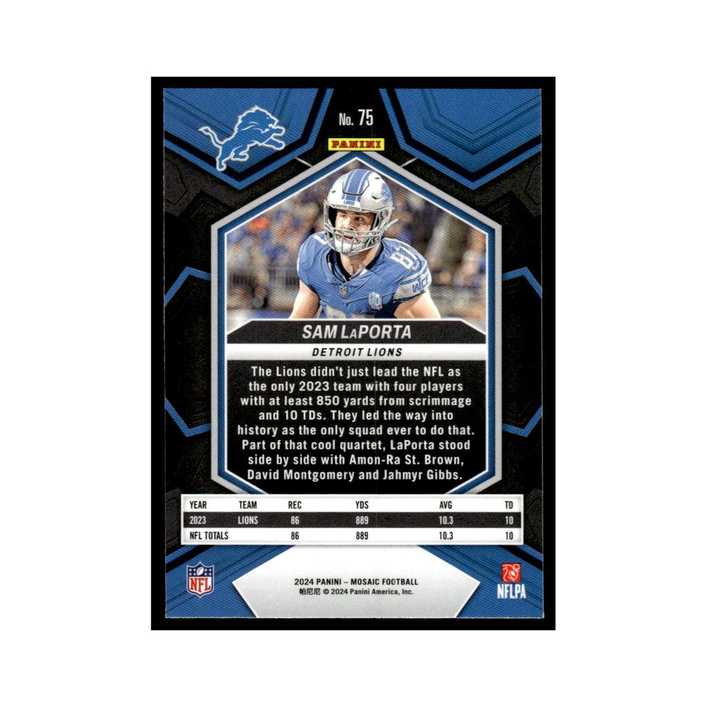 Sam LaPorta 2024 Panini Mosaic #75 Detroit Lions Football Card NM