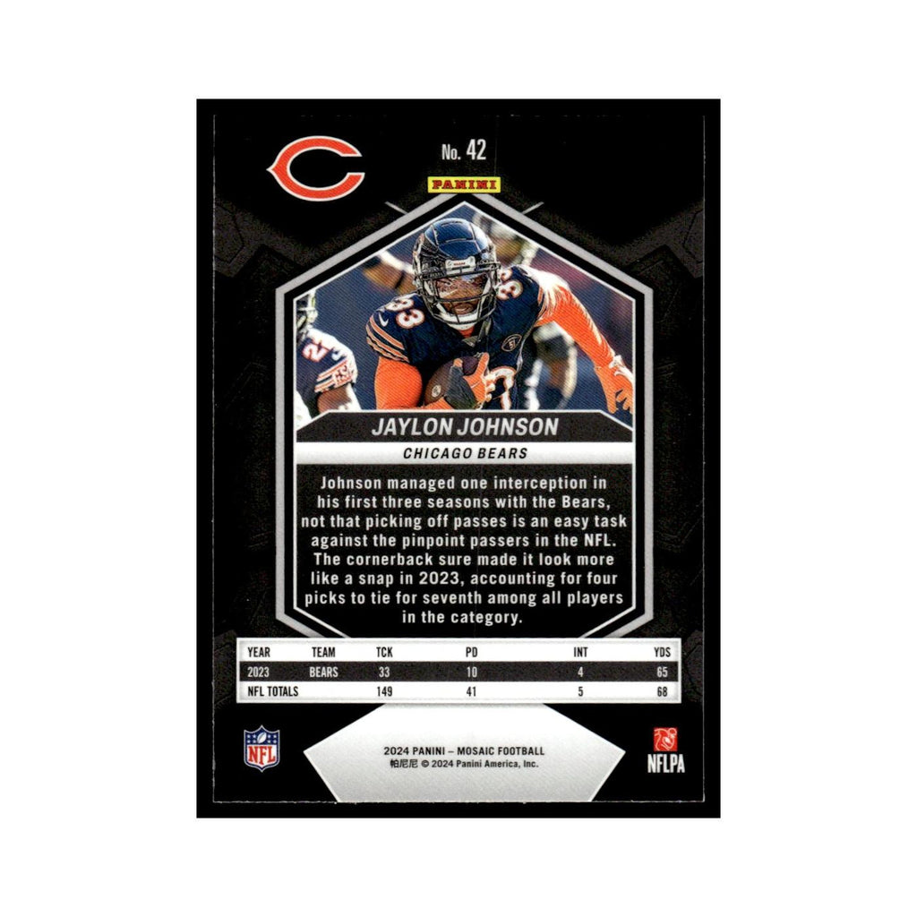 Jaylon Johnson 2024 Panini Mosaic #42 Chicago Bears Football Card NM