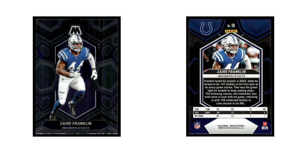 Zaire Franklin 2024 Panini Mosaic #98 Indianapolis Colts Football Card NM