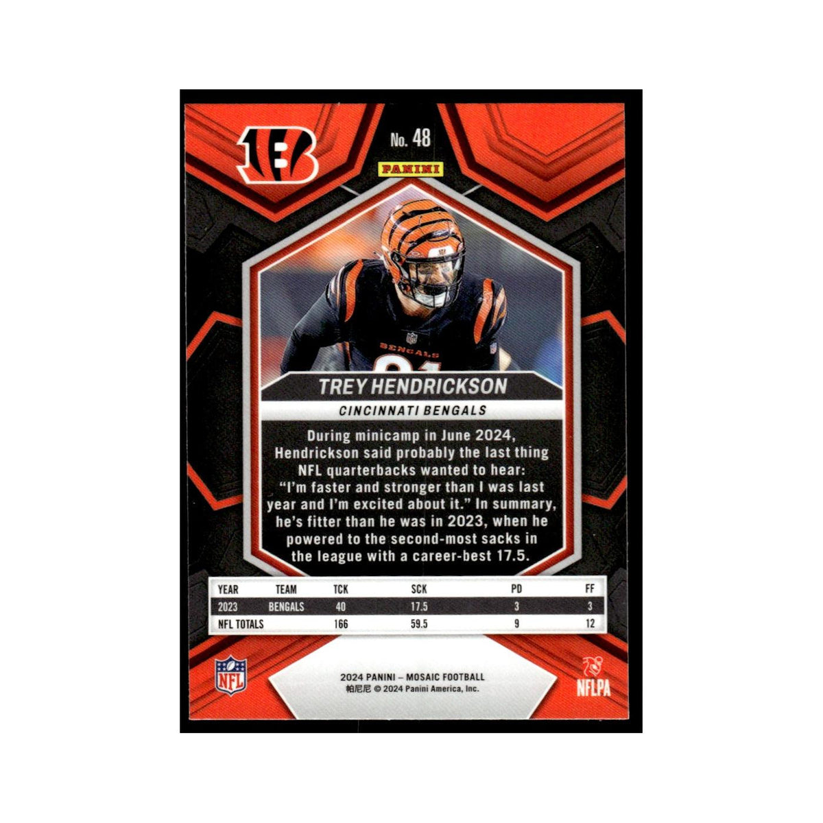 Trey Hendrickson 2024 Panini Mosaic #48 Cincinnati Bengals Football Card NM