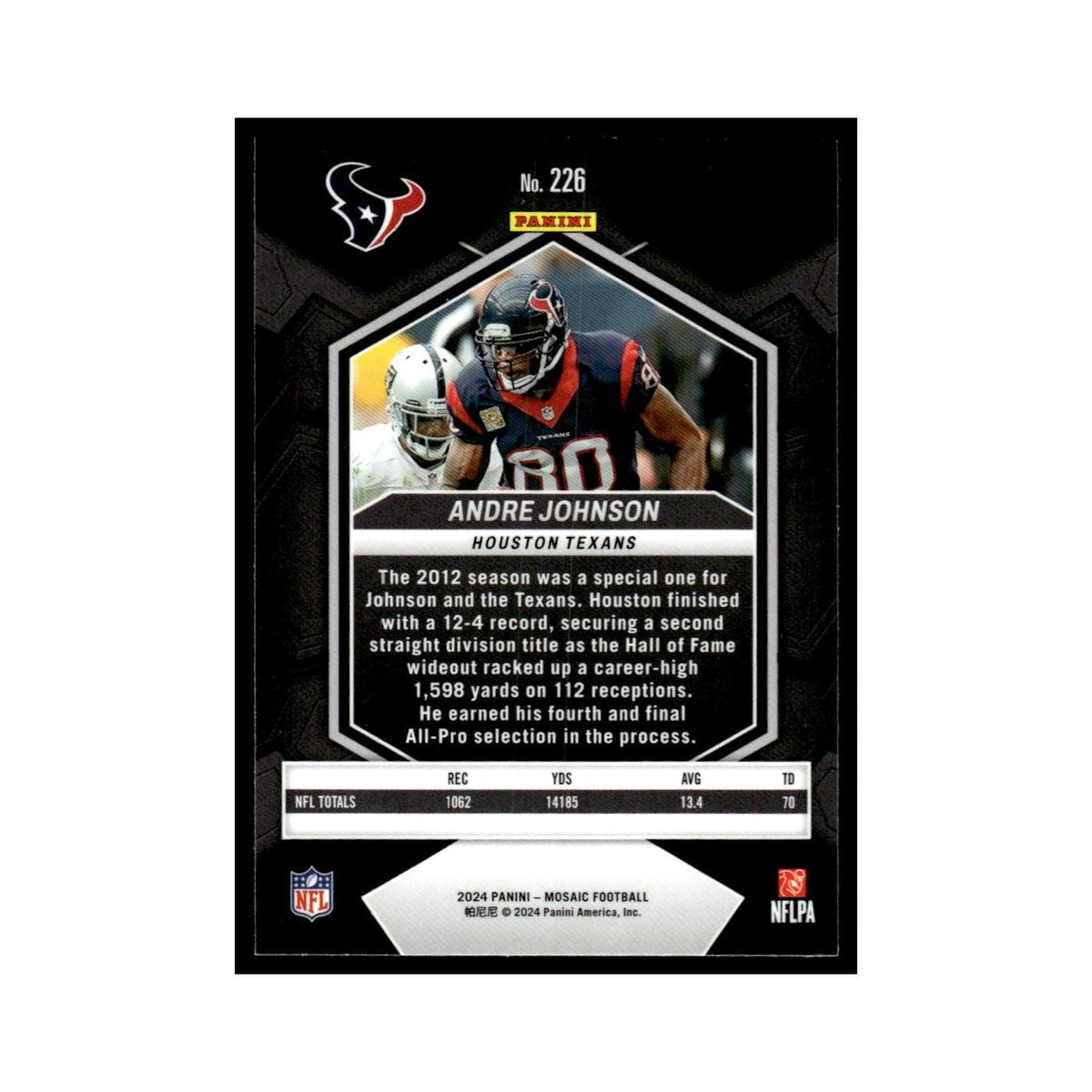 Andre Johnson 2024 Panini Mosaic #226 Houston Texans Football Card NM