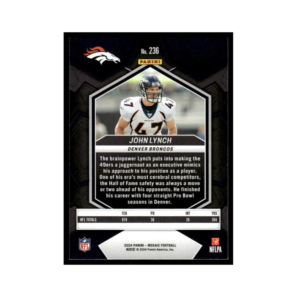 John Lynch 2024 Panini Mosaic #236 Denver Broncos Football Card NM
